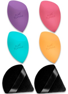 Kanza 6 Pcs Makeup Sponge Set Triangle Powder Puff and Beauty Blender Make Up Sponge for Face Velour Powder Puff for Loose Powder Mineral Powder Foundation Makeup Tool  - Image 1