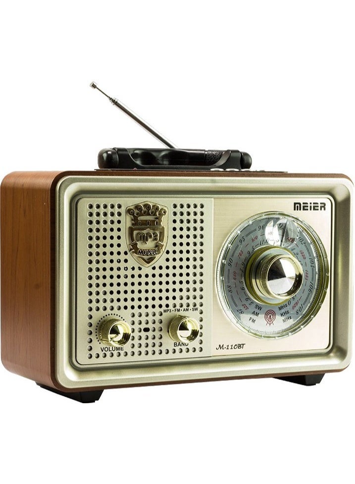 Meier Bluetooth Vintage Radio | FM AM SW 4 Band Retro Radio with USB, SD, MP3 Player, Rechargeable Battery, Remote Control - Image 1