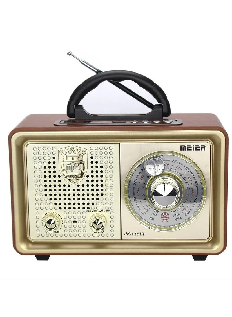 Meier Bluetooth Vintage Radio | FM AM SW 4 Band Retro Radio with USB, SD, MP3 Player, Rechargeable Battery, Remote Control - Image 4