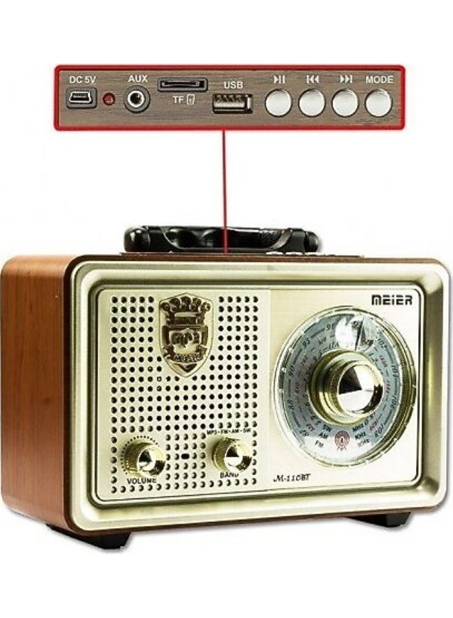 Meier Bluetooth Vintage Radio | FM AM SW 4 Band Retro Radio with USB, SD, MP3 Player, Rechargeable Battery, Remote Control - Image 2