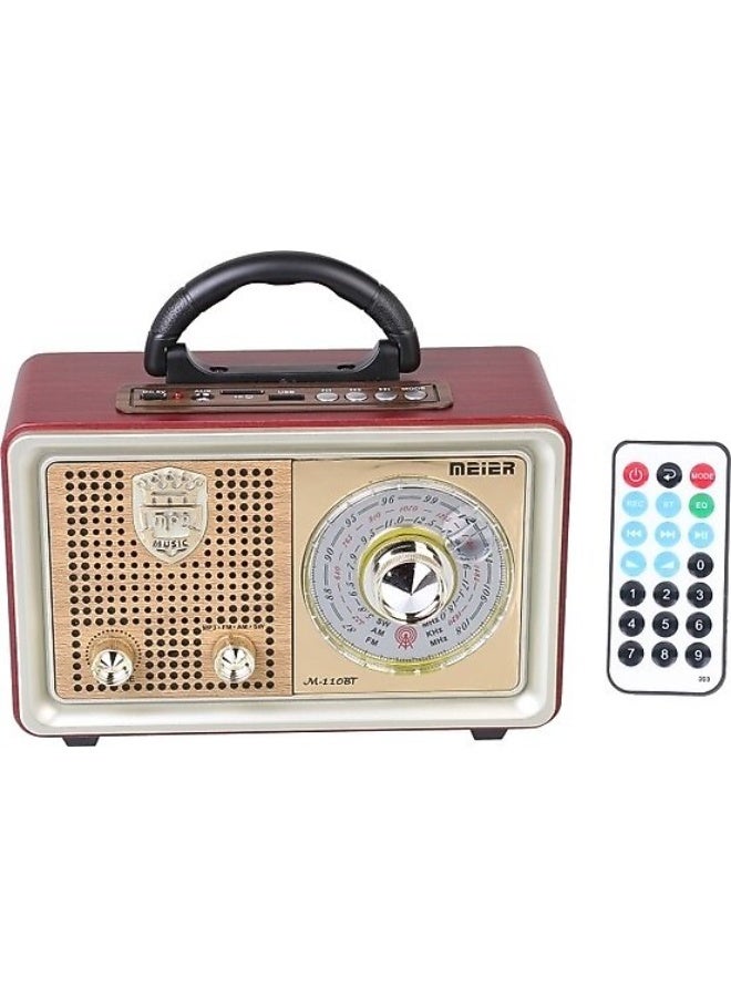 Meier Bluetooth Vintage Radio | FM AM SW 4 Band Retro Radio with USB, SD, MP3 Player, Rechargeable Battery, Remote Control - Image 3