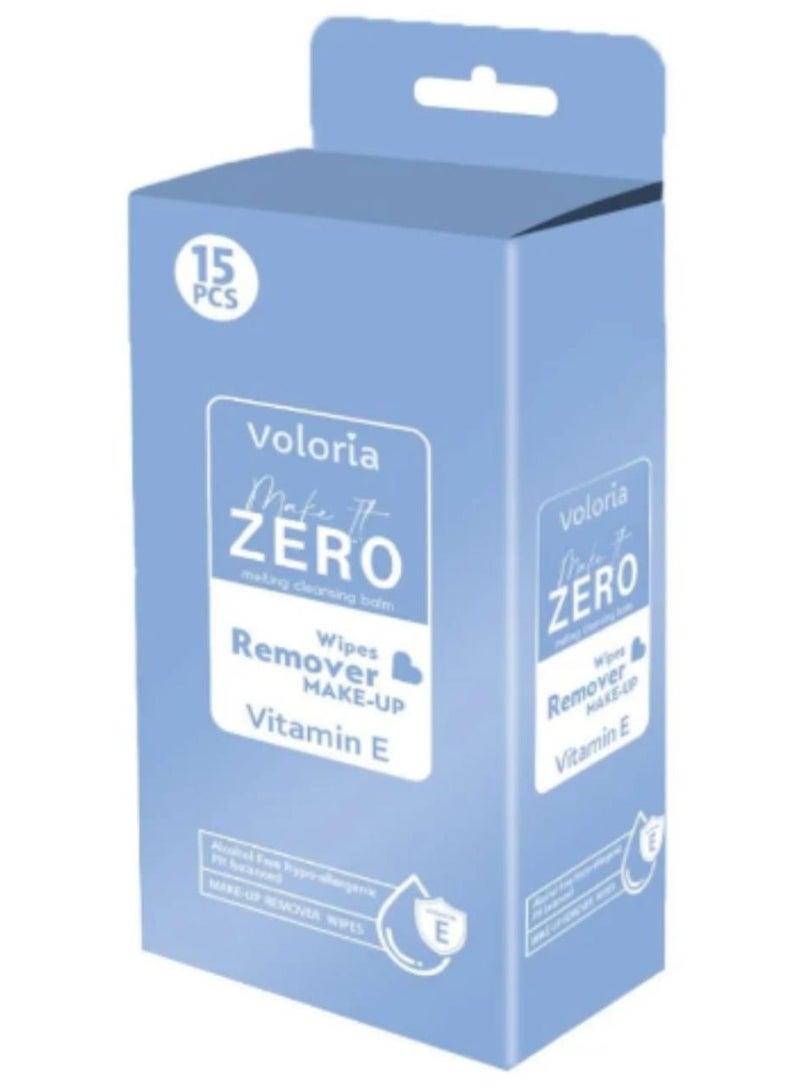 Voloria Make It Zero Individual Makeup Remover Wipes Voloria Make It Zero Individual Makeup Remover Wipes with Vitamin E 15 PCS
