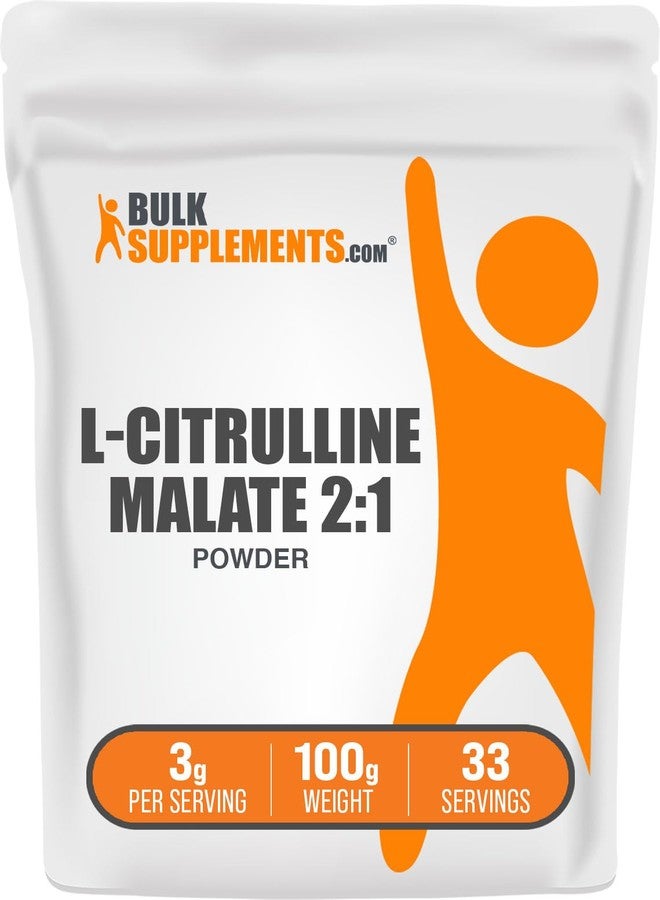 BulkSupplements.com L-Citrulline Malate 2:1 Powder - Nitric Oxide Boost, Citrulline Malate Supplement - Unflavored & Gluten Free - 3g per Servings, 100g (3.5 oz) (Pack of 1) - Image 1