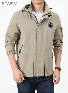 roaiss Men's Outdoor Windproof Hooded Jacket Multi Pocket Detachable Hat Coat Zipper Closure Waterproof Sports Jacket  - Image 4