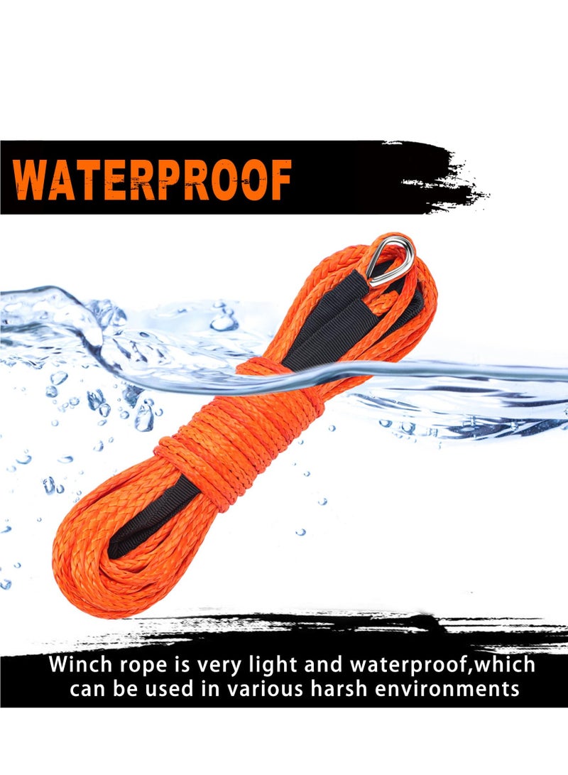 Synthetic Winch Rope Line Cable 1/4" x 50ft 10000 LBS with Protective Sleeve Fits 4WD Off Road Vehicle for UTV ATV SUV Truck Orange - Image 4