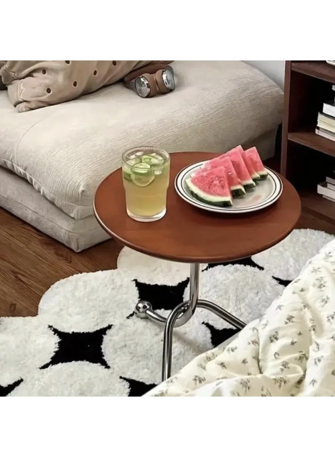 شي ون طاولة جانبية دائرية خشب بتصميم عصري وقاعدة معدنية – مثالية لغرف المعيشة والنوم قاعدة فضي - Image 3