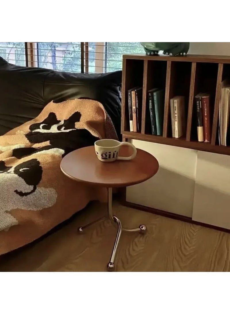 شي ون طاولة جانبية دائرية خشب بتصميم عصري وقاعدة معدنية – مثالية لغرف المعيشة والنوم قاعدة فضي - Image 2