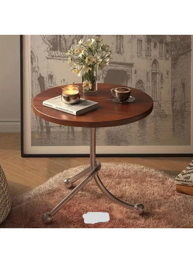 شي ون طاولة جانبية دائرية خشب بتصميم عصري وقاعدة معدنية – مثالية لغرف المعيشة والنوم قاعدة فضي - Image 5