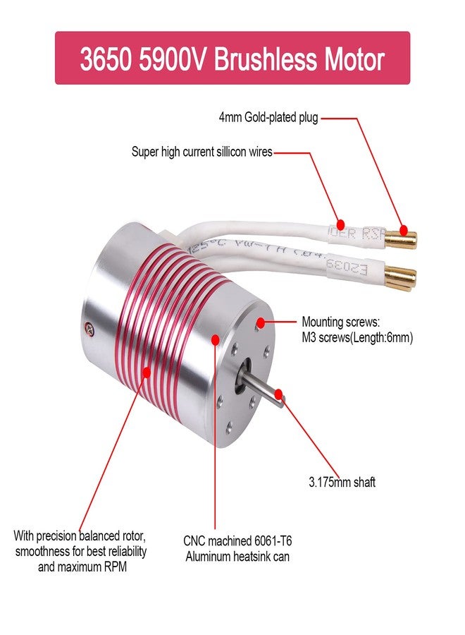 ARRAROWN 540 Brushless Motor 1/10 3650 5900KV 3.175mm Shaft Waterproof Brushless Motor for 1:10 Scale RC On-Road Car - Image 3