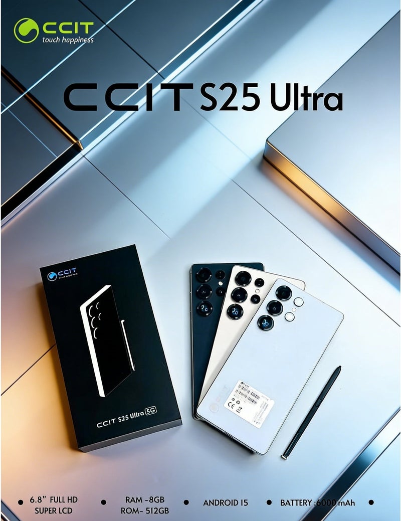 CCIT S25 Ultra 5G Smartphone - 6.8" FullHD Display, 8GB RAM, 512GB ROM, 6000mAh Battery, Android 15 - Gold - Image 3