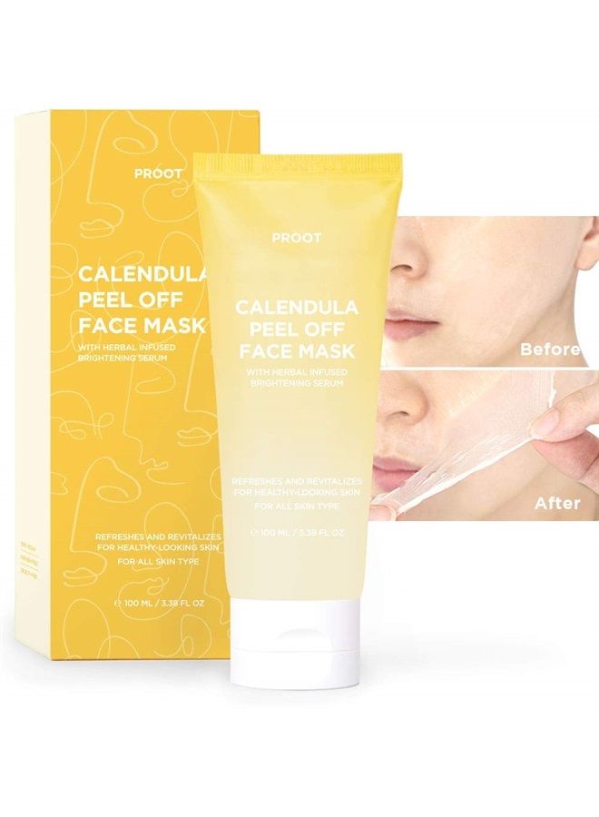 Proot Calendula Peel Off Mask | With Herbal Infused Brightening Serum | Formulated with Real Calendula Flower Leaves and Extracts | Korean Skin Care, Vegan, Cruelty-Free | 3.38 oz - Image 1