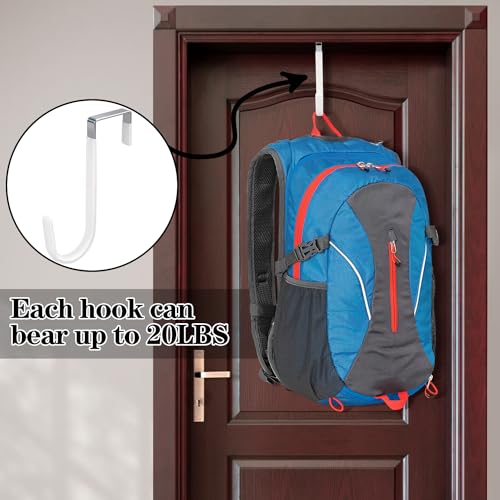 DkOvn 10 Pack Over The Door Hook, Door Hooks, White Rubber Surface Prevent Scratch Door Hanger Hooks for Bathroom, Living Room, Kitchen, Hanging Clothes, Towels, Bags - Image 4