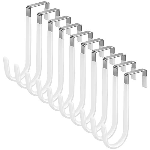 DkOvn 10 Pack Over The Door Hook, Door Hooks, White Rubber Surface Prevent Scratch Door Hanger Hooks for Bathroom, Living Room, Kitchen, Hanging Clothes, Towels, Bags - Image 1