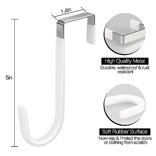 DkOvn 10 Pack Over The Door Hook, Door Hooks, White Rubber Surface Prevent Scratch Door Hanger Hooks for Bathroom, Living Room, Kitchen, Hanging Clothes, Towels, Bags - Image 3