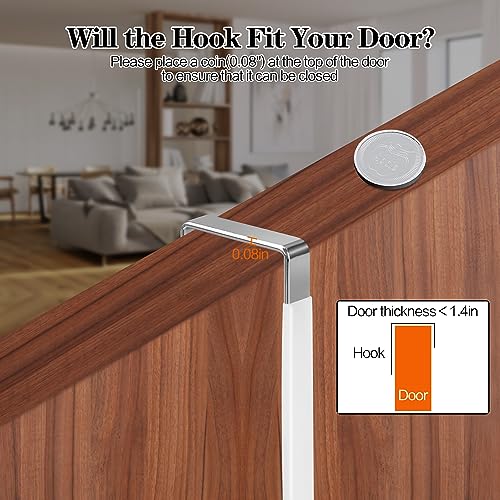 DkOvn 10 Pack Over The Door Hook, Door Hooks, White Rubber Surface Prevent Scratch Door Hanger Hooks for Bathroom, Living Room, Kitchen, Hanging Clothes, Towels, Bags - Image 2