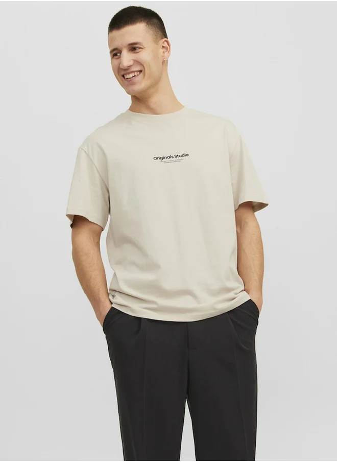 JACK & JONES Slogan Print Round Neck T-Shirt