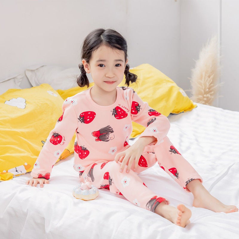 Fleece-Lined Children'S Thermal Underwear Boys' Thickened Autumn Clothes Long Pants Suit Girls' Pajamas Children'S - Image 4