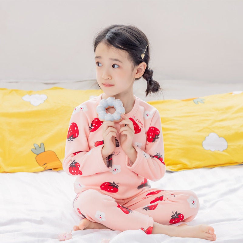 Fleece-Lined Children'S Thermal Underwear Boys' Thickened Autumn Clothes Long Pants Suit Girls' Pajamas Children'S - Image 5