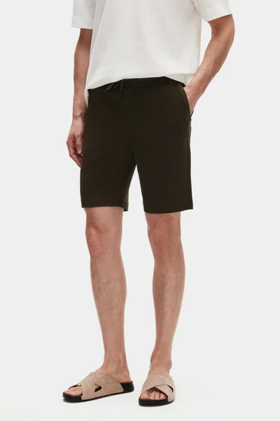 D'S DAMAT Ds Damat Slim Fit Khaki Elastic Waist Cord Detailed Comfortable Cotton Knitted Shorts 3HC13ORT21021