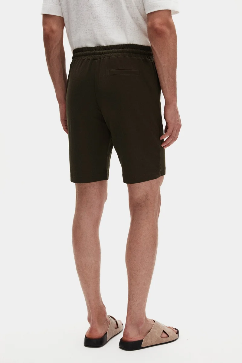 D'S DAMAT Ds Damat Slim Fit Khaki Elastic Waist Cord Detailed Comfortable Cotton Knitted Shorts 3HC13ORT21021