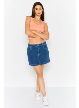 Esprit x Rest and Recreation Women Plain Denim Skirt, Blue  - Image 2
