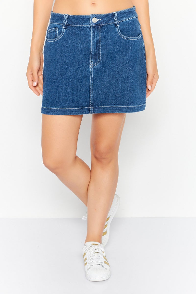 Esprit x Rest and Recreation Women Plain Denim Skirt, Blue - Image 1
