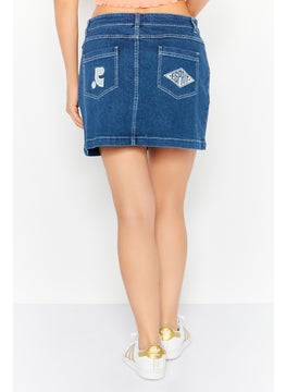 Esprit x Rest and Recreation Women Plain Denim Skirt, Blue  - Image 4
