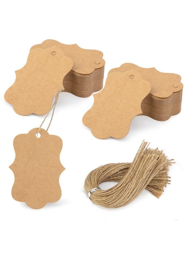 SallyFashion 150Pcs Brown Paper Kraft Gift Tags With String For Gift Wrapping Price Cookies Cupcake Tags  - Image 1