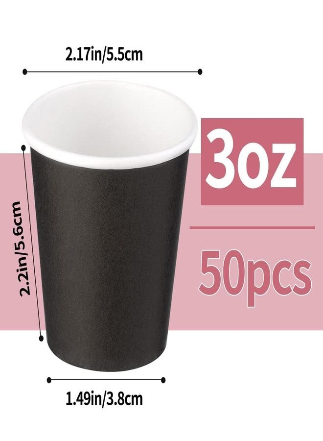 Mnuizu 50 Pack 3 oz Paper Cups, Disposable Bathroom Cups, Mouthwash Cups, Small Paper Cups Ideal for Bathroom, Party, Picnic etc. (Black) - Image 2
