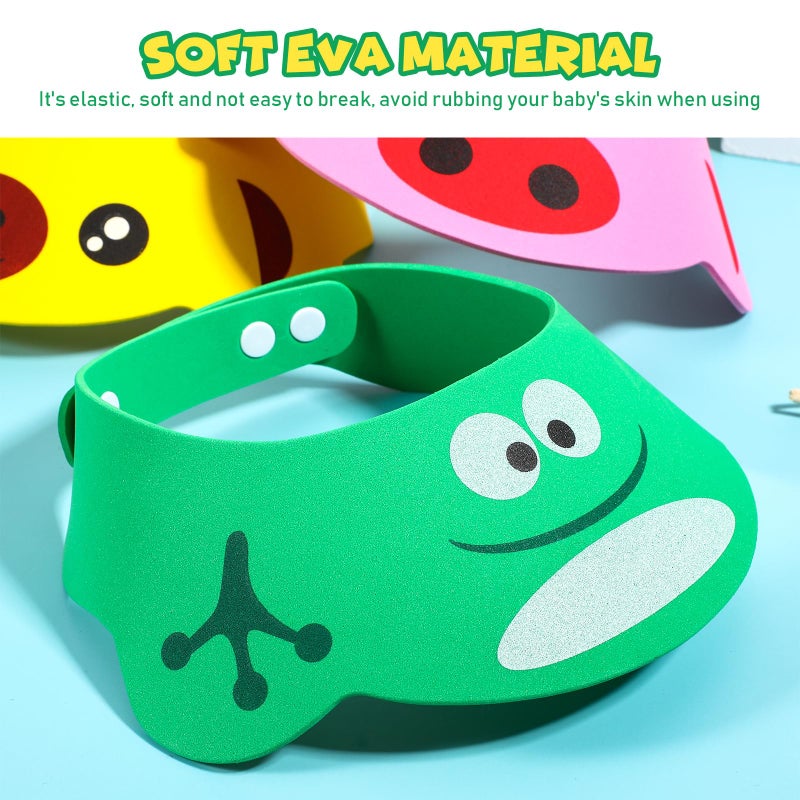 TOYANDONA 3Pcs Shower Cap, Soft Adjustable Baby Bath Caps Cartoon Hair Washing Shield Shower Hats Newborn Shampoo Shield for Infants - Image 3