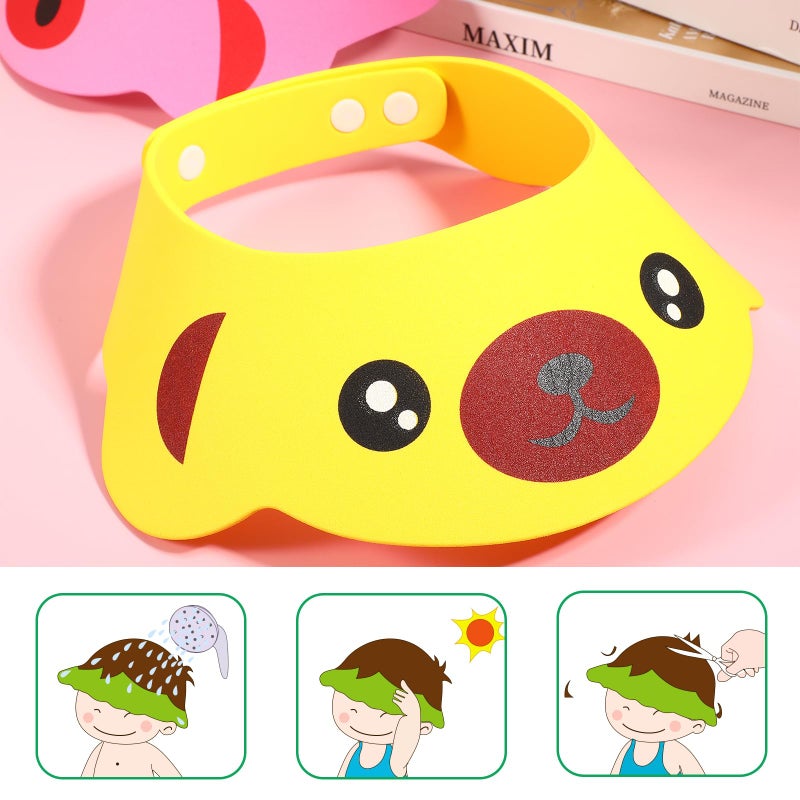 TOYANDONA 3Pcs Shower Cap, Soft Adjustable Baby Bath Caps Cartoon Hair Washing Shield Shower Hats Newborn Shampoo Shield for Infants - Image 4