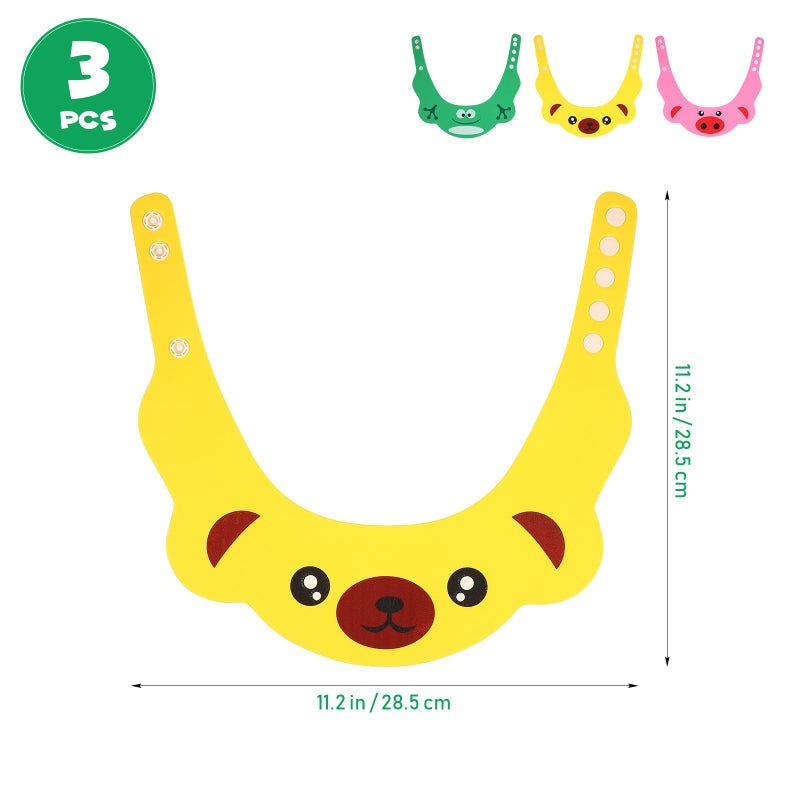 TOYANDONA 3Pcs Shower Cap, Soft Adjustable Baby Bath Caps Cartoon Hair Washing Shield Shower Hats Newborn Shampoo Shield for Infants - Image 2