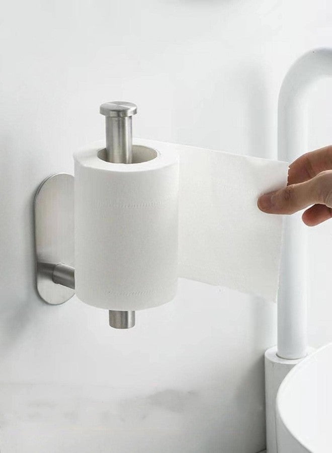 DEKMILE Silvery Adhesive Wall Mount Toilet Paper Holder Stainless Steel - Image 2