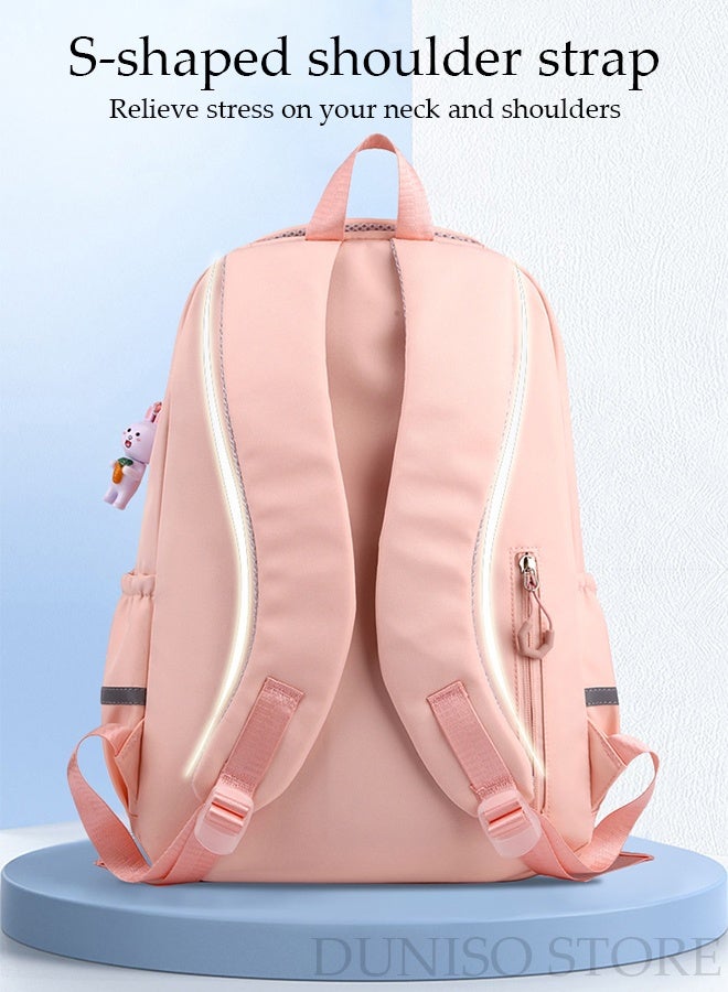 DUNISO Girl's School Backpack with Pencil Case Waterproof Book Bag with Compartments for Teen Girl Kid Students Elementary School Kids' School Bag With Large Capacity and Reflective strip - Image 3
