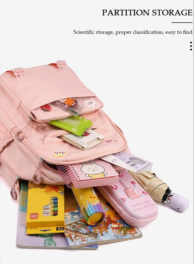 DUNISO Girl's School Backpack with Pencil Case Waterproof Book Bag with Compartments for Teen Girl Kid Students Elementary School Kids' School Bag With Large Capacity and Reflective strip - Image 5