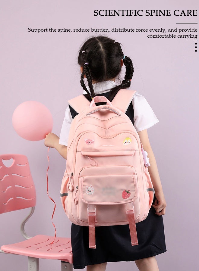 DUNISO Girl's School Backpack with Pencil Case Waterproof Book Bag with Compartments for Teen Girl Kid Students Elementary School Kids' School Bag With Large Capacity and Reflective strip - Image 2