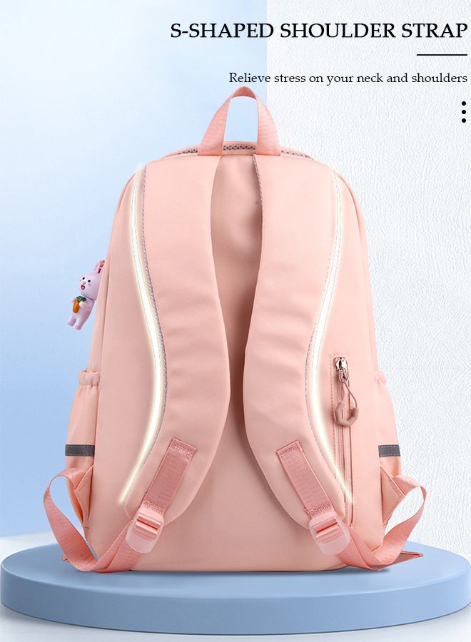 DUNISO Girl's School Backpack with Pencil Case Waterproof Book Bag with Compartments for Teen Girl Kid Students Elementary School Kids' School Bag With Large Capacity and Reflective strip - Image 3