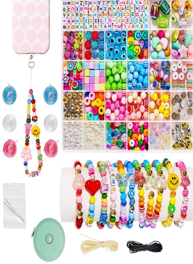 HolidayQbee Bead Bracelet Making Kit-657PCS Beads for Friendship Bracelet Making Kit Multicolor Bead Letter Alphabet Stars Heart Pony Beads for DIY Necklace Phone Charm Jewelry Accessories - Image 1