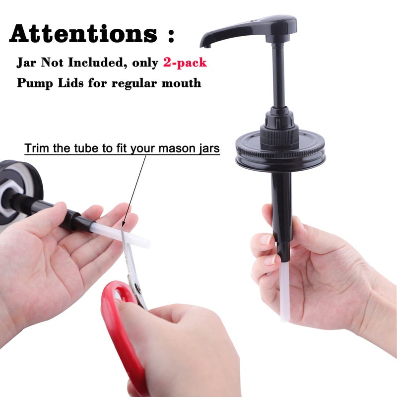 GMEPOCH Mason Jar Syrup & Sauce Honey Dispenser Pump Lids For Regular Mouth (2 Pack)  Airtight & Leak-Proof Kitchen Food Grade Coffee Syrup Dispenser Pump (Jar Not Included) - Image 3