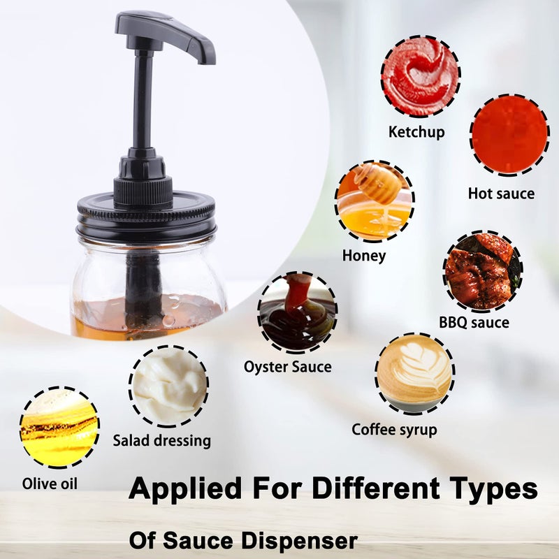 GMEPOCH Mason Jar Syrup & Sauce Honey Dispenser Pump Lids For Regular Mouth (2 Pack)  Airtight & Leak-Proof Kitchen Food Grade Coffee Syrup Dispenser Pump (Jar Not Included) - Image 2
