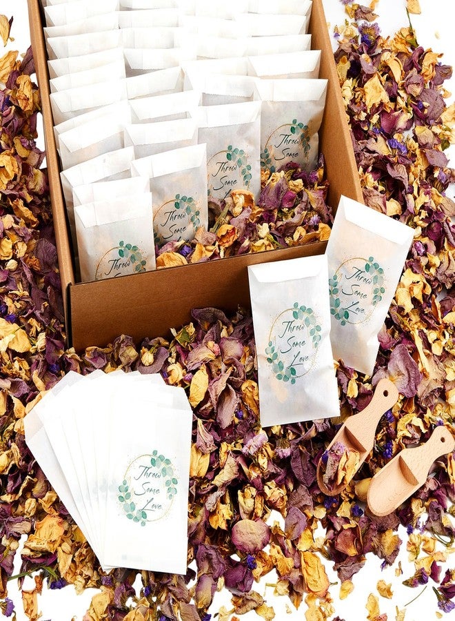 Suncalla 100 Pcs Biodegradable Flower Petals Wedding Confetti Bags 330g Real Dried Flowers Petals Jasmine, Lavender & Rose Mix Petal for Flower Girls to Throw Wedding Decor & Send off Ideas - Image 1