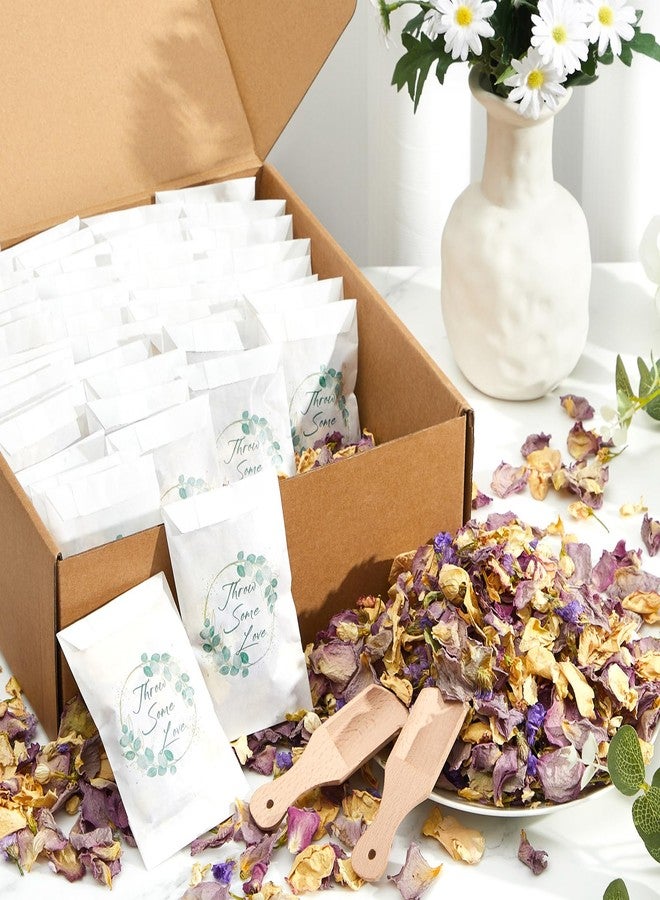 Suncalla 100 Pcs Biodegradable Flower Petals Wedding Confetti Bags 330g Real Dried Flowers Petals Jasmine, Lavender & Rose Mix Petal for Flower Girls to Throw Wedding Decor & Send off Ideas - Image 4
