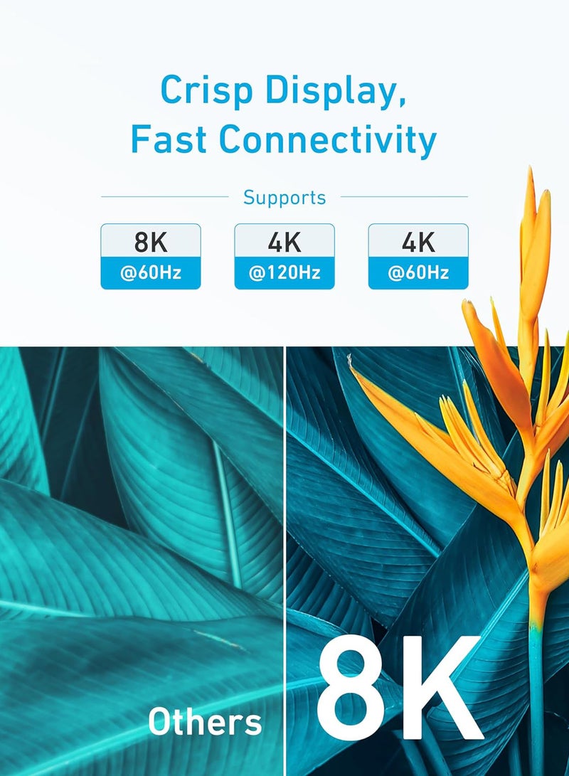 Anker HDMI Cable 8K@60Hz, 6ft Ultra HD 4K@120Hz HDMI to HDMI Cord, 48 Gbps Certified Ultra High-Speed Durable Cable with HDMI 2.1 and HDR, Compatible with Playstation 5, Xbox, Samsung TVs, and More - Image 2