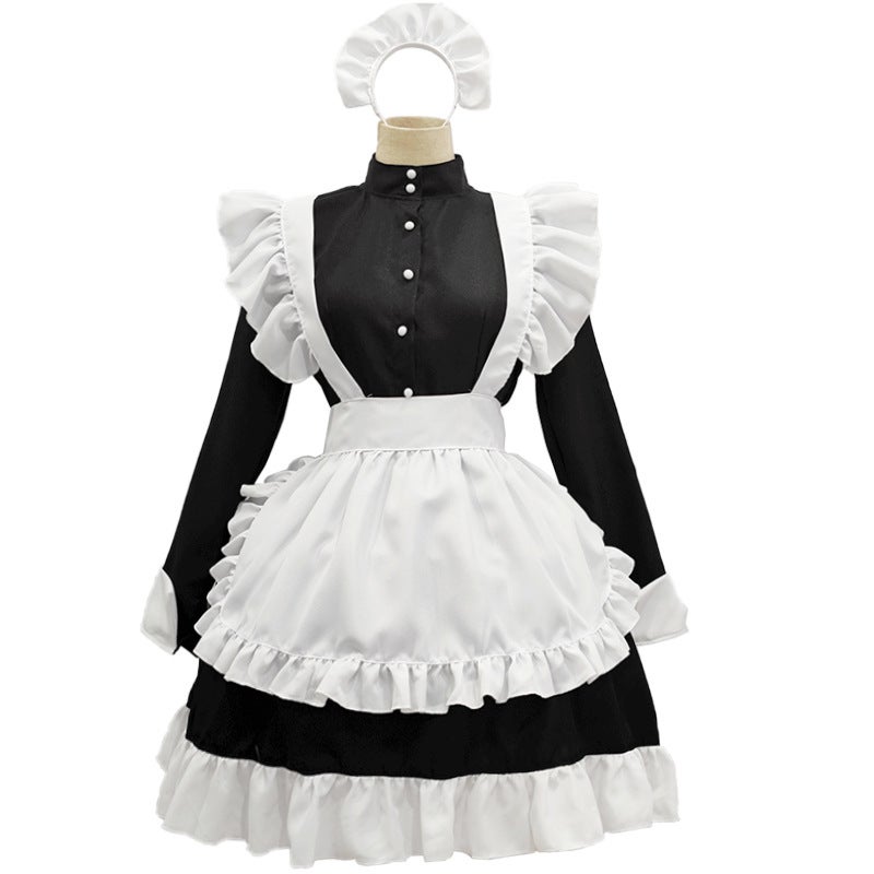 Japanese Orthodox European Style Maid Costume Plus Size Long Sleeve Men'S And Women'S Wear Women'S Big Brother Black And White Anime Cos Maid - Image 2
