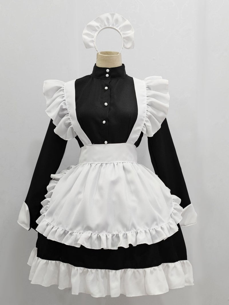 Japanese Orthodox European Style Maid Costume Plus Size Long Sleeve Men'S And Women'S Wear Women'S Big Brother Black And White Anime Cos Maid - Image 1