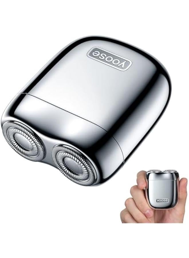 يوز ماكينة حلاقة كهربائية صغيرة محمولة من خليط معدني للرجال من يوس، ماكينة حلاقة لاسلكية قابلة لاعادة الشحن للسفر، حلاقة جافة، مقاومة للماء IPX7، مؤشر بطارية، قفل للسفر، ماكينة حلاقة كهربائية مع حافظة - Image 1