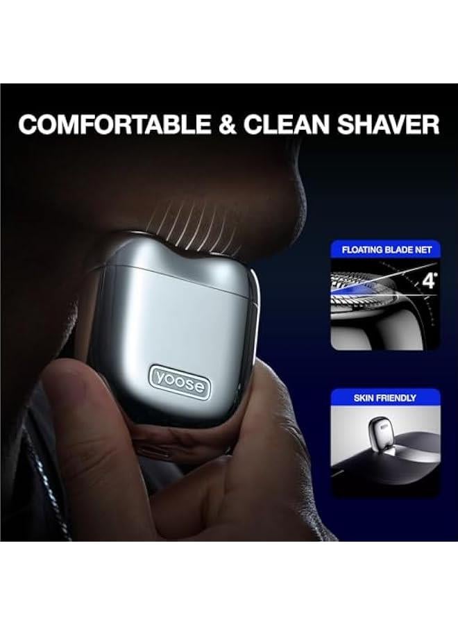 يوز ماكينة حلاقة كهربائية صغيرة محمولة من خليط معدني للرجال من يوس، ماكينة حلاقة لاسلكية قابلة لاعادة الشحن للسفر، حلاقة جافة، مقاومة للماء IPX7، مؤشر بطارية، قفل للسفر، ماكينة حلاقة كهربائية مع حافظة - Image 4