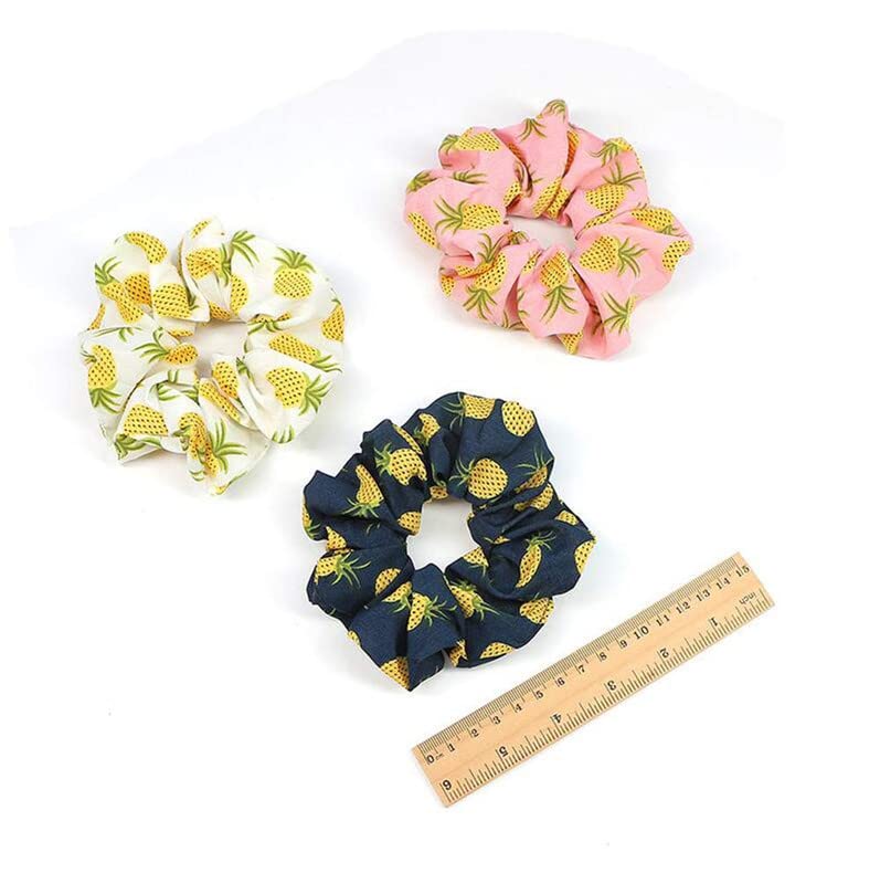 FAMEZA 4Pcs Pineapple Printed Hair Scrunchies Elastic Hair Bobbles Ponytail Holder Headwear Hair Accessories for Women Ladies Girls (Color Random) - Image 5