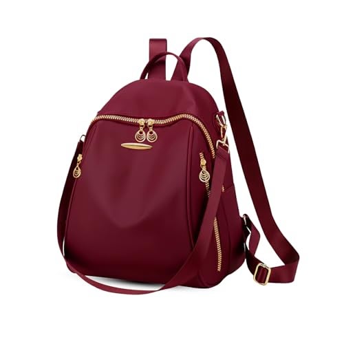 Global Impex Ethnic Style Waterproof Oxford Backpack | Ladies Fashion Travel Canvas Bag | Large Capacity Nylon Collage Bagpack | Girls Printed Laptop Backpack (Wine Red) - Image 1