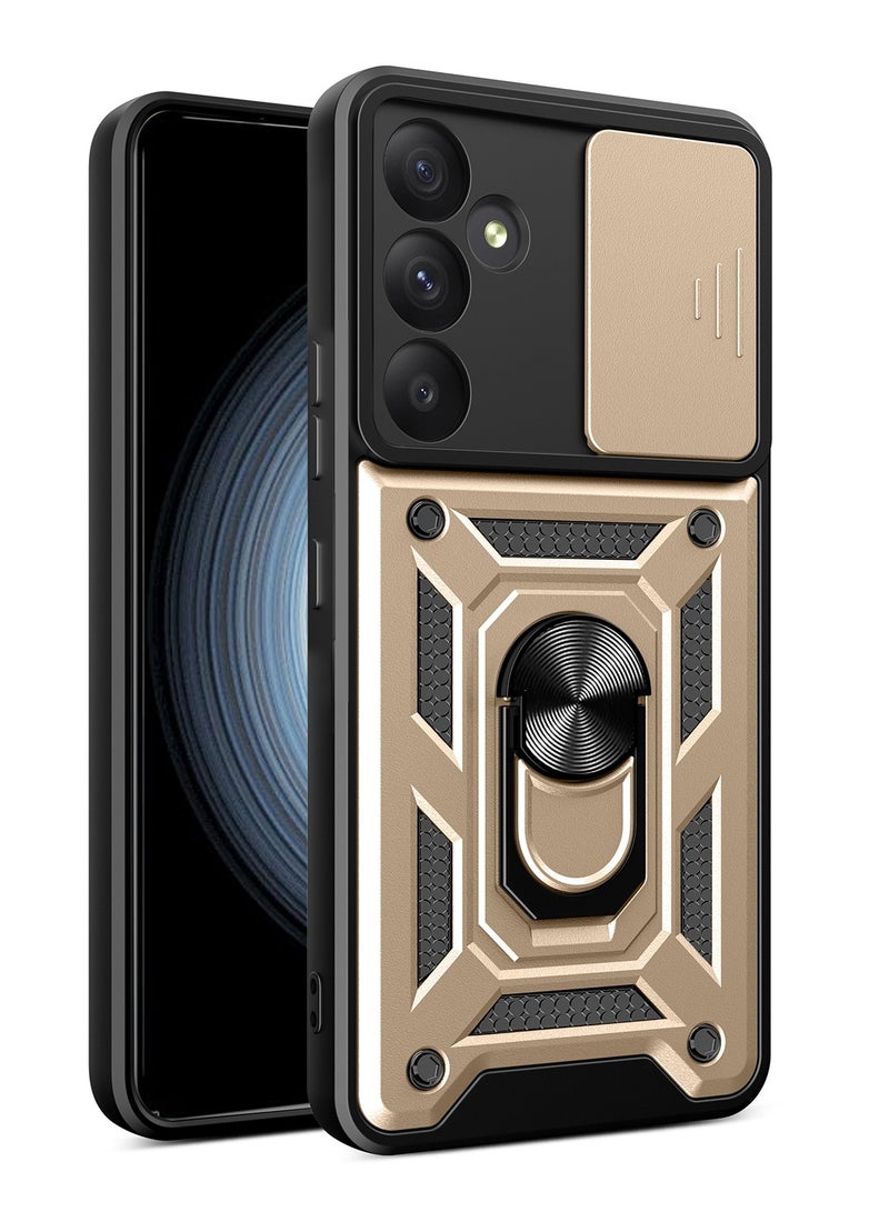Case Cover Shockproof Windows Protective Case with Camera Protection and Metal Ring Compatible with Samsung Galaxy A34 (Gold)